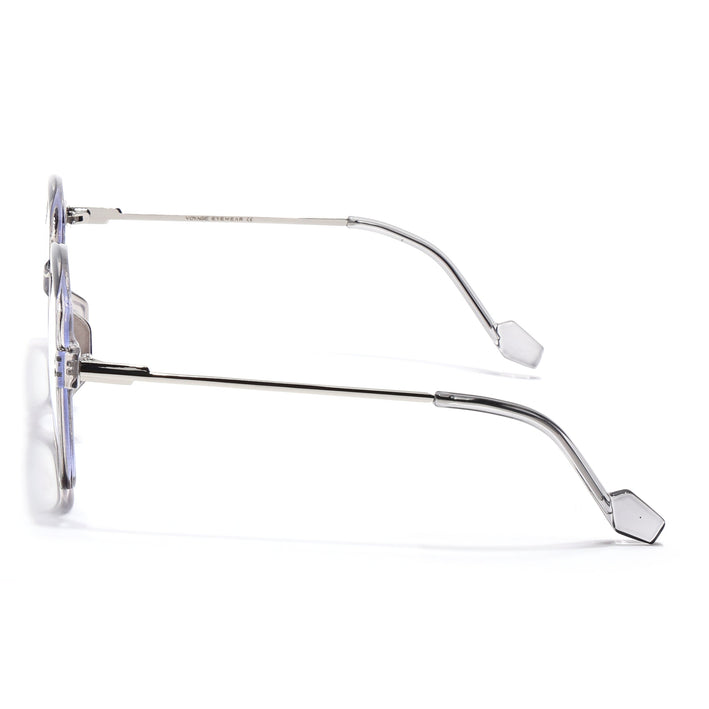 Voyage Sliver And Grey Oversize Eyeglasses - MG3852