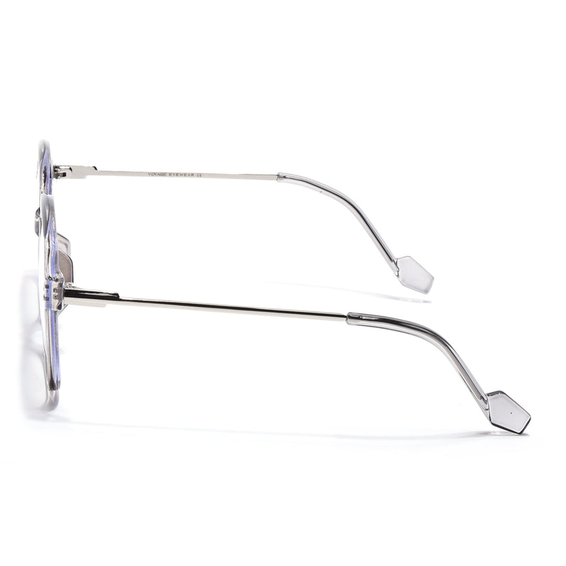 Voyage Sliver And Grey Oversize Eyeglasses - MG3852