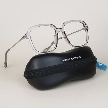 Voyage Sliver And Grey Oversize Eyeglasses - MG3852