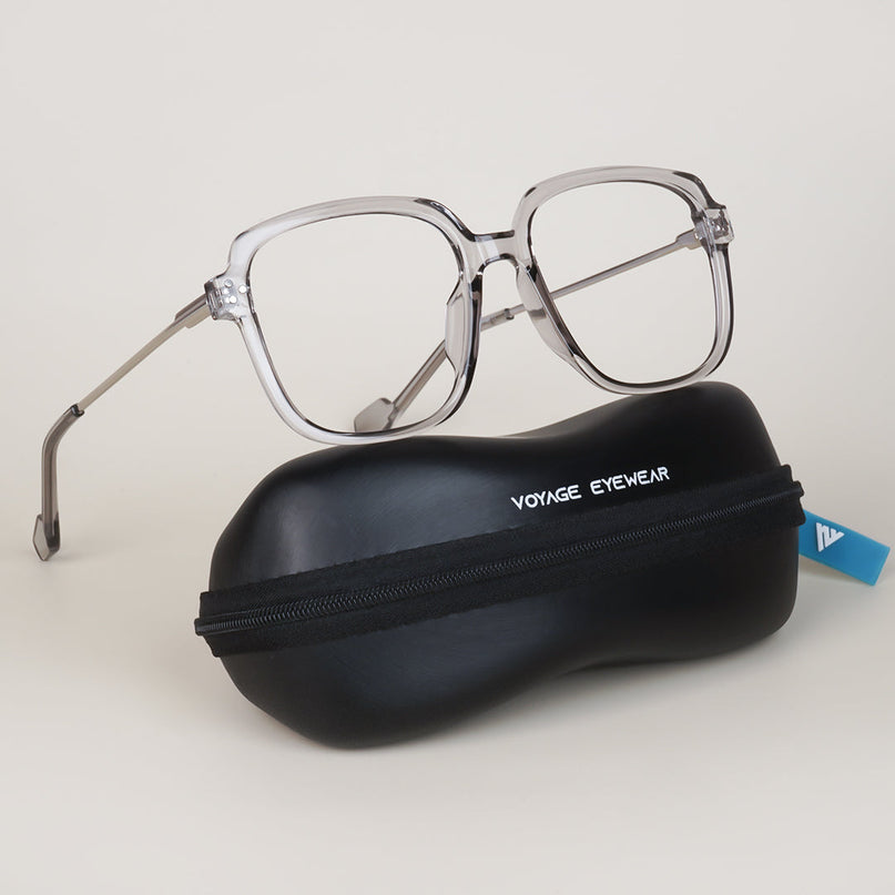 Voyage Sliver And Grey Oversize Eyeglasses - MG3852