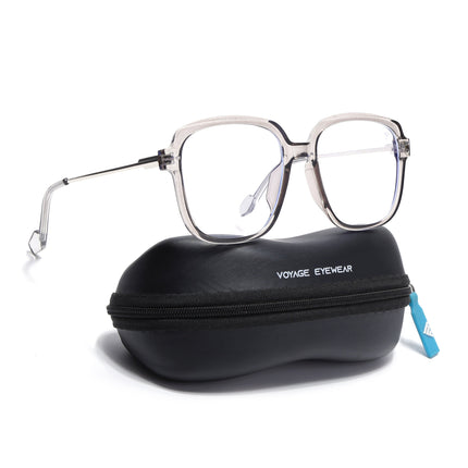 Voyage Sliver And Grey Oversize Eyeglasses - MG3852