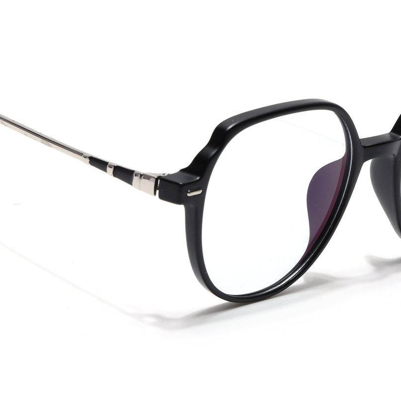 Voyage Glam Matt Black Square Eyeglasses for Men & Women - MG4679-C6