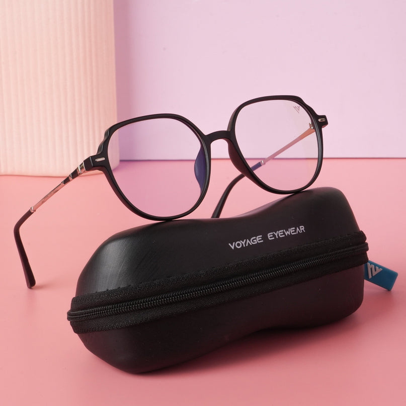 Voyage Glam Matt Black Square Eyeglasses for Men & Women - MG4679-C6