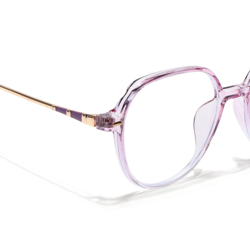 Voyage Glam Transparent Purple Square Eyeglasses for Men & Women - MG4682-C9