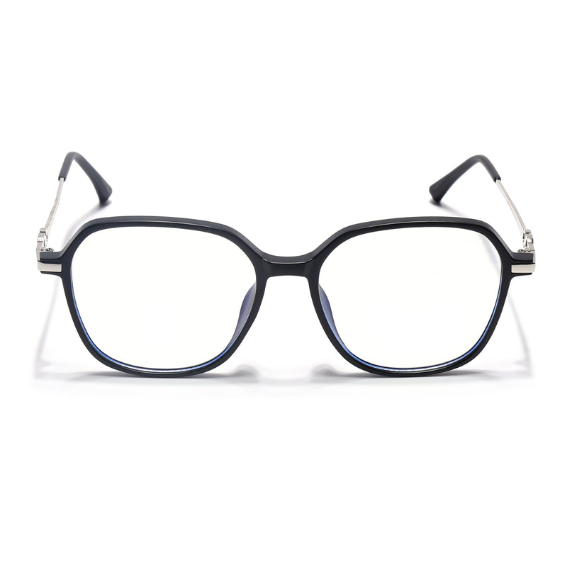 Voyage Glam Matt Black Square Eyeglasses for Men & Women - MG4835-C2