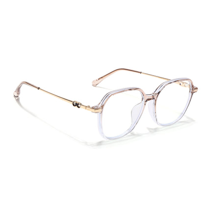 Voyage Glam Transparent Golden Square Eyeglasses for Men & Women - MG4837-C4