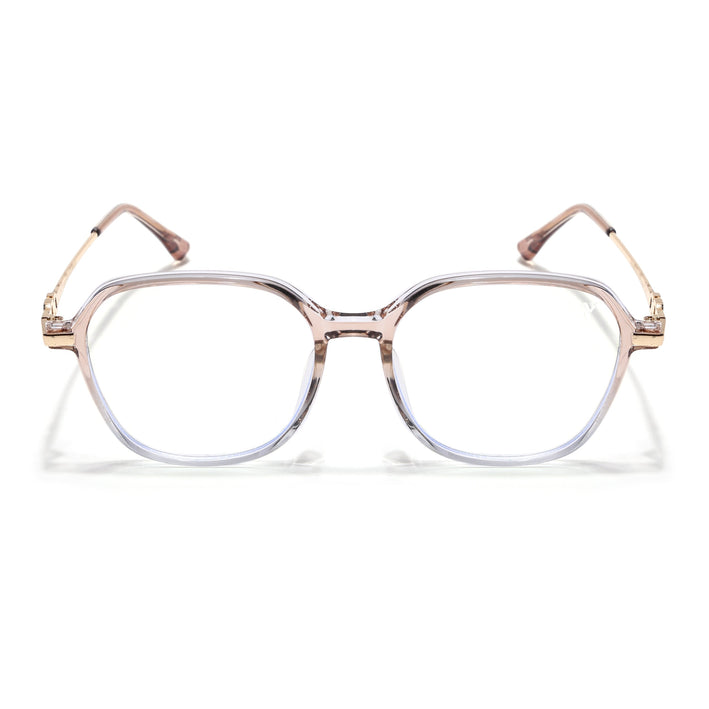 Voyage Glam Transparent Golden Square Eyeglasses for Men & Women - MG4837-C4