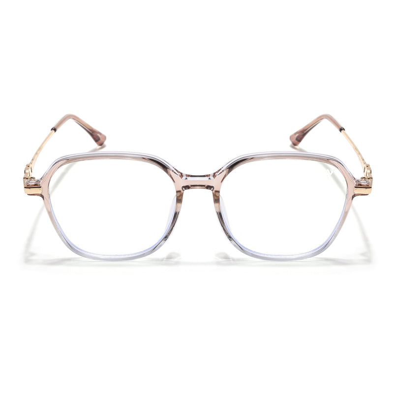 Voyage Glam Transparent Golden Square Eyeglasses for Men & Women - MG4837-C4