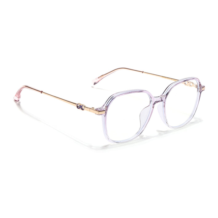 Voyage Glam Transparent Purple Square Eyeglasses for Men & Women - MG4839-C6