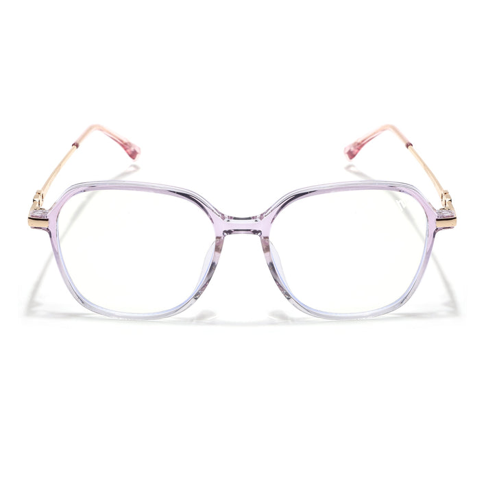 Voyage Glam Transparent Purple Square Eyeglasses for Men & Women - MG4839-C6
