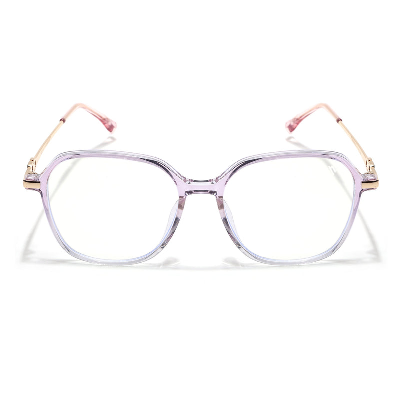 Voyage Glam Transparent Purple Square Eyeglasses for Men & Women - MG4839-C6
