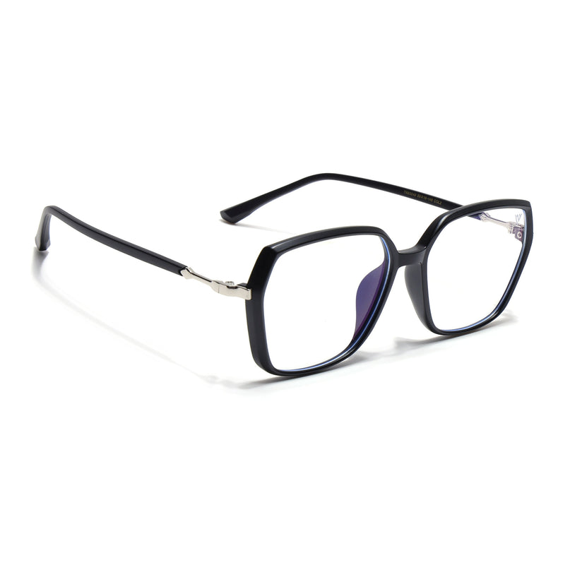 Voyage Glam Matt Black Square Eyeglasses for Men & Women - MG4684-C4