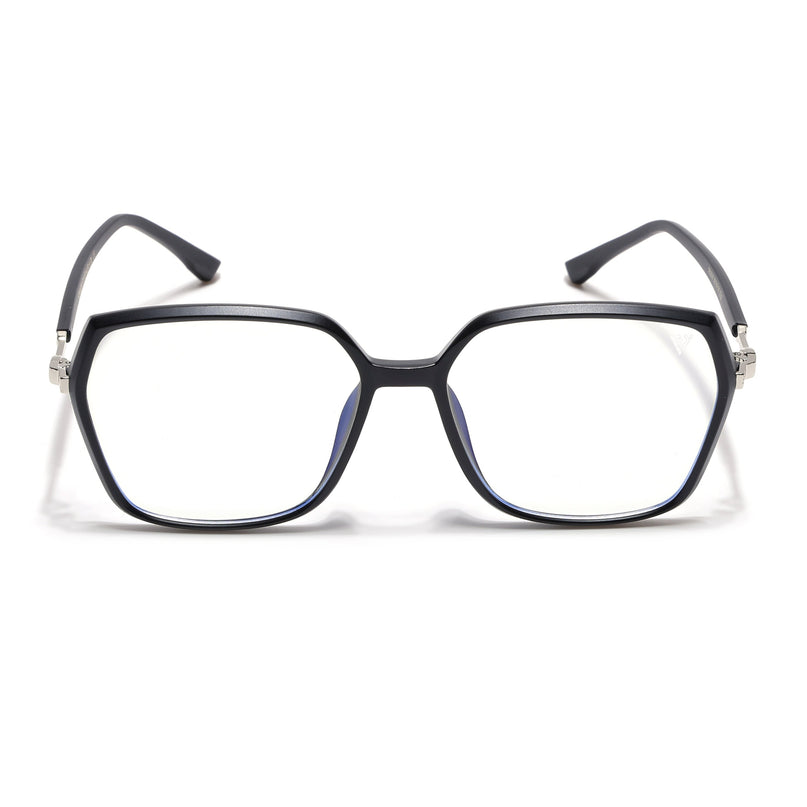 Voyage Glam Matt Black Square Eyeglasses for Men & Women - MG4684-C4