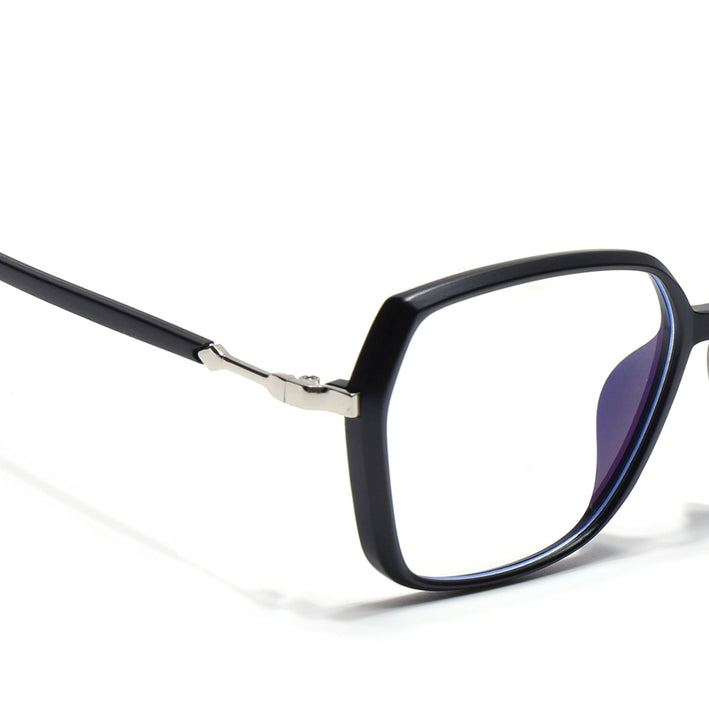 Voyage Glam Matt Black Square Eyeglasses for Men & Women - MG4684-C4