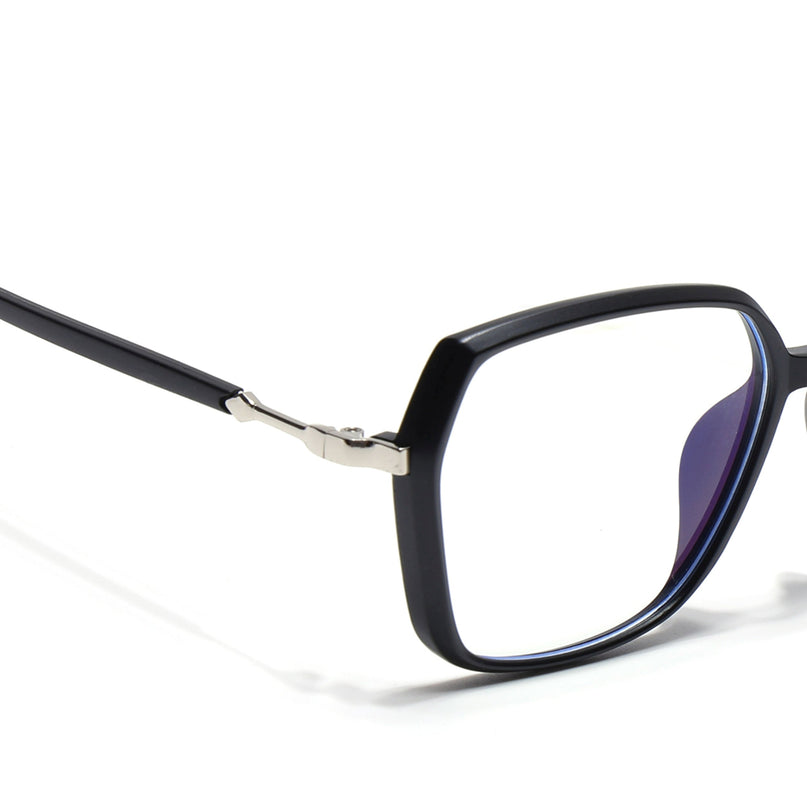 Voyage Glam Matt Black Square Eyeglasses for Men & Women - MG4684-C4