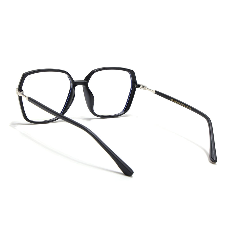 Voyage Glam Matt Black Square Eyeglasses for Men & Women - MG4684-C4