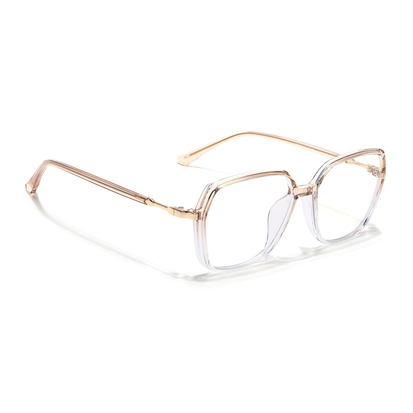 Voyage Glam Transparent Golden Square Eyeglasses for Men & Women - MG4686-C6