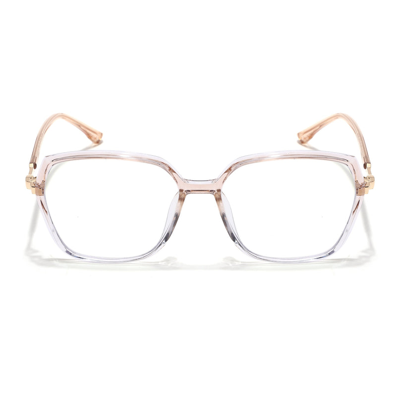 Voyage Glam Transparent Golden Square Eyeglasses for Men & Women - MG4686-C6