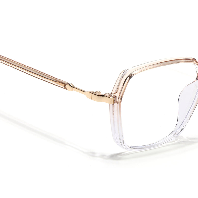 Voyage Glam Transparent Golden Square Eyeglasses for Men & Women - MG4686-C6
