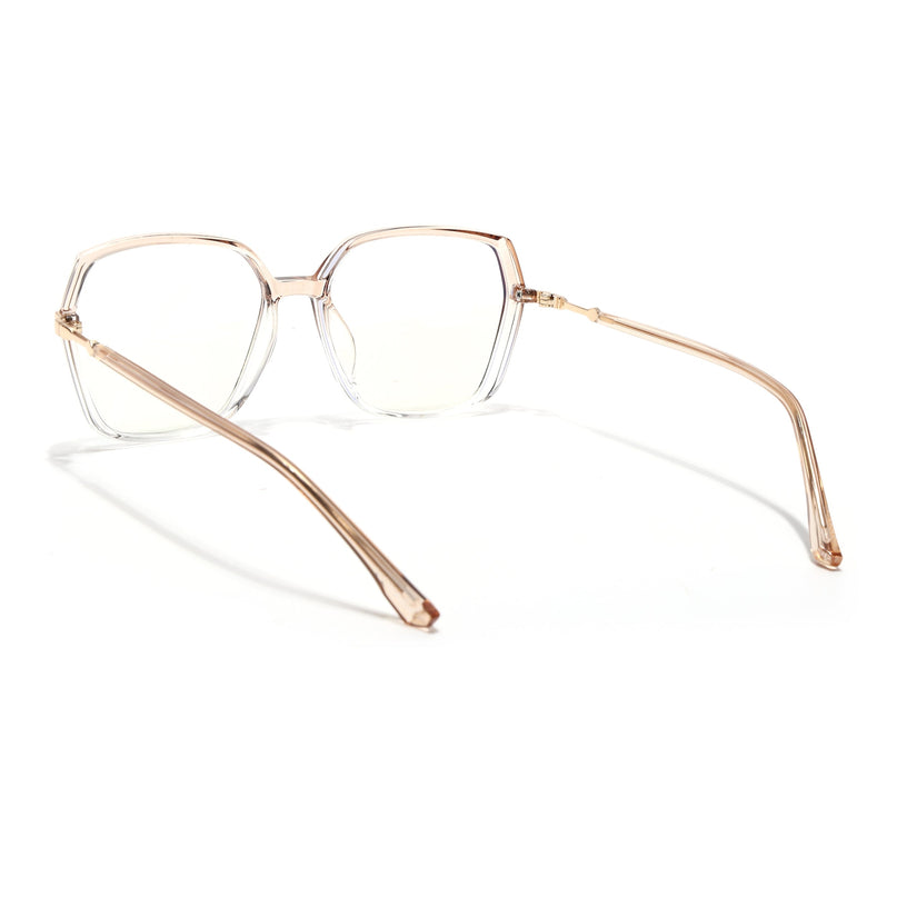 Voyage Glam Transparent Golden Square Eyeglasses for Men & Women - MG4686-C6