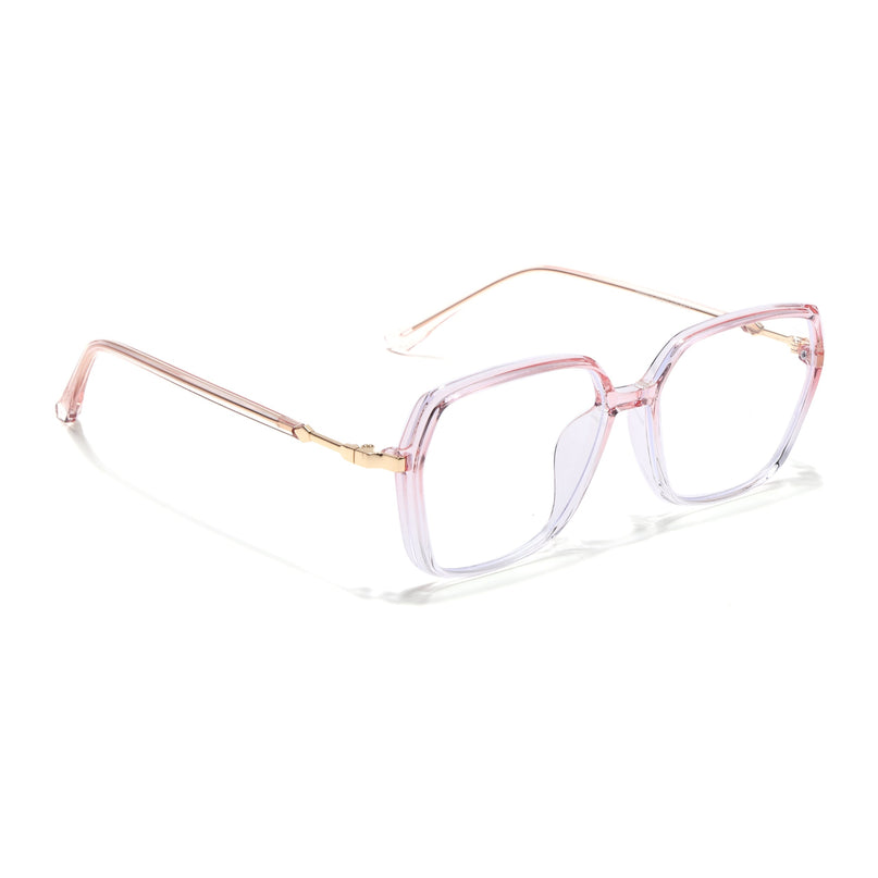 Voyage Glam Transparent Pink Square Eyeglasses for Men & Women - MG4687-C2