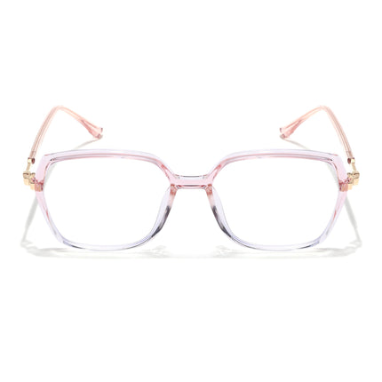Voyage Glam Transparent Pink Square Eyeglasses for Men & Women - MG4687-C2