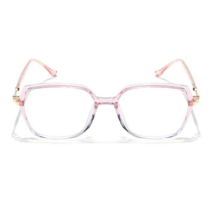 Voyage Glam Transparent Pink Square Eyeglasses for Men & Women - MG4687-C2