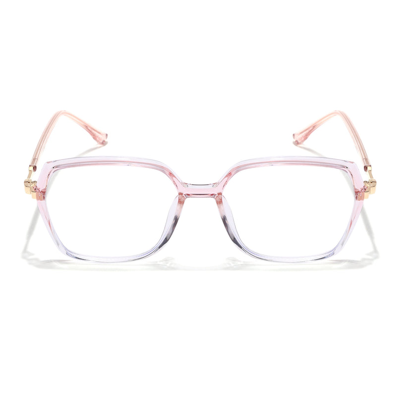 Voyage Glam Transparent Pink Square Eyeglasses for Men & Women - MG4687-C2