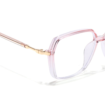 Voyage Glam Transparent Pink Square Eyeglasses for Men & Women - MG4687-C2