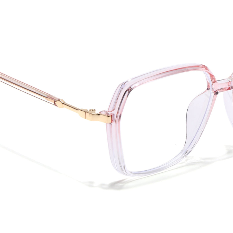 Voyage Glam Transparent Pink Square Eyeglasses for Men & Women - MG4687-C2