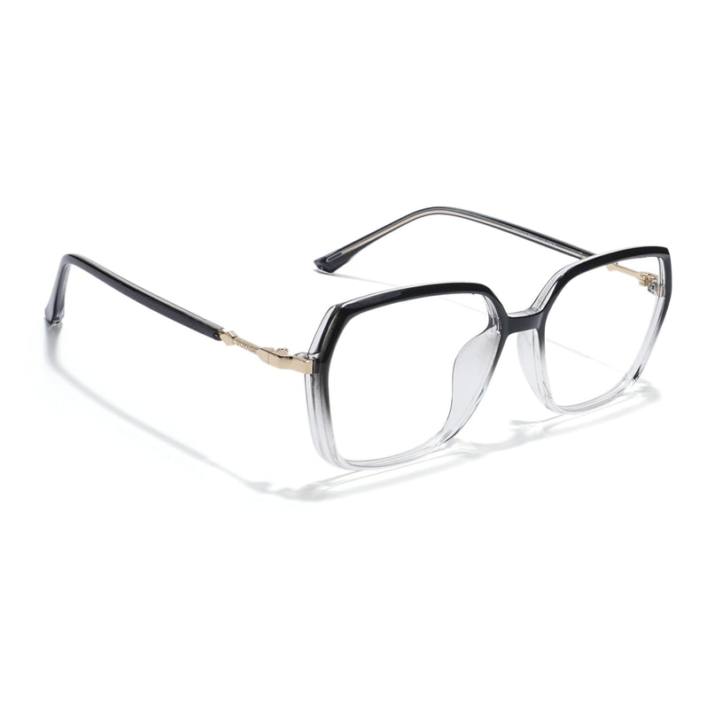 Voyage Glam Black & Clear Square Eyeglasses for Men & Women - MG5840-C7