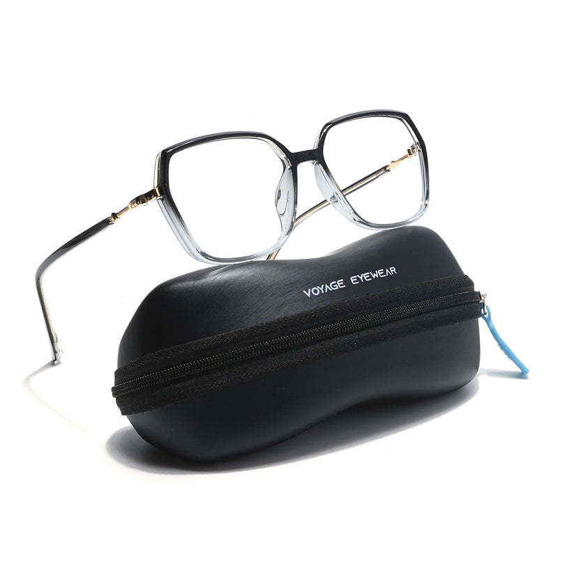 Voyage Glam Black & Clear Square Eyeglasses for Men & Women - MG5840-C7