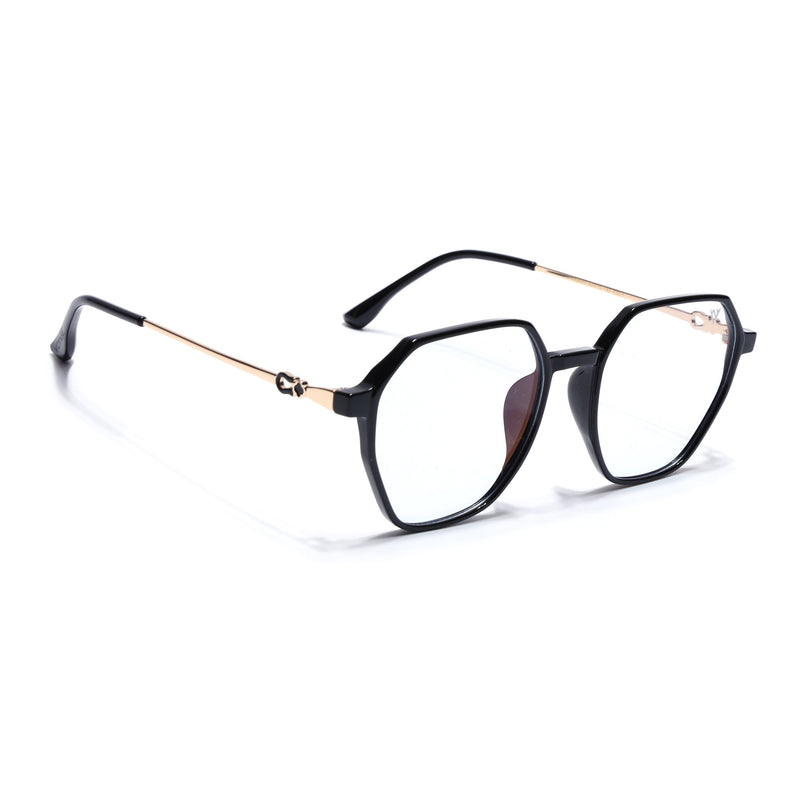 Voyage Glam Shine Black Geometric Eyeglasses for Men & Women - MG4689-C1