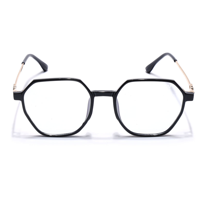 Voyage Glam Shine Black Geometric Eyeglasses for Men & Women - MG4689-C1