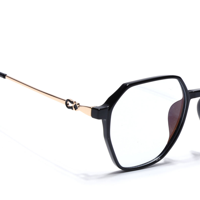 Voyage Glam Shine Black Geometric Eyeglasses for Men & Women - MG4689-C1
