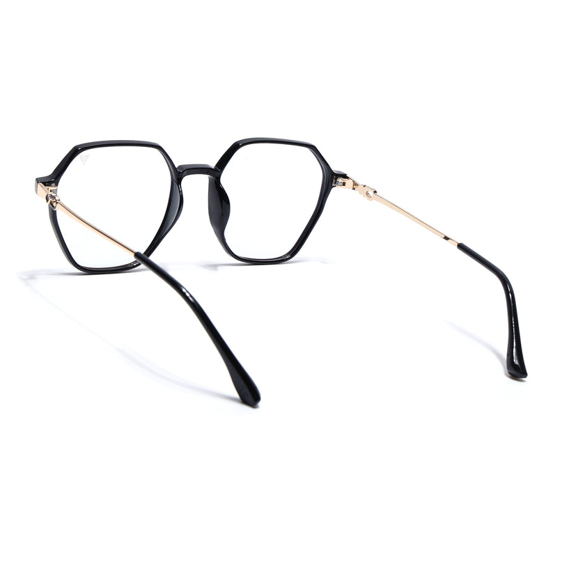 Voyage Glam Shine Black Geometric Eyeglasses for Men & Women - MG4689-C1