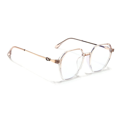 Voyage Glam Transparent Golden Geometric Eyeglasses for Men & Women - MG4692-C6
