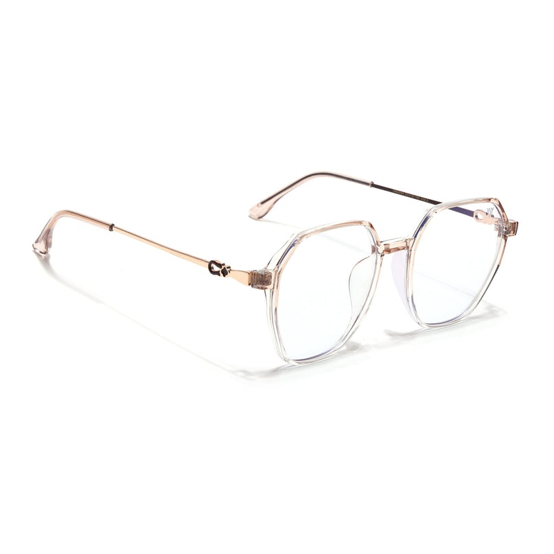 Voyage Glam Transparent Golden Geometric Eyeglasses for Men & Women - MG4692-C6