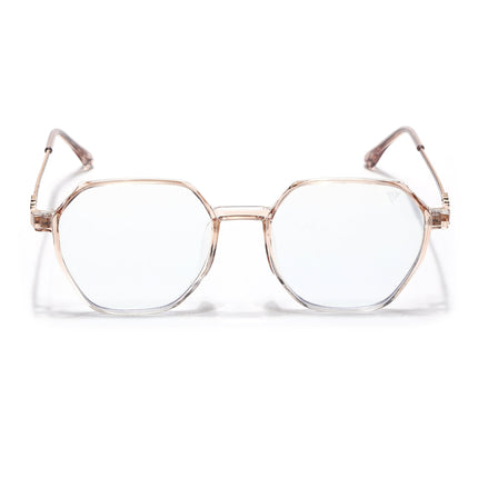 Voyage Glam Transparent Golden Geometric Eyeglasses for Men & Women - MG4692-C6