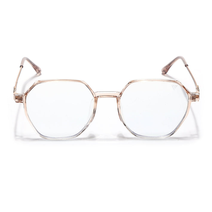 Voyage Glam Transparent Golden Geometric Eyeglasses for Men & Women - MG4692-C6