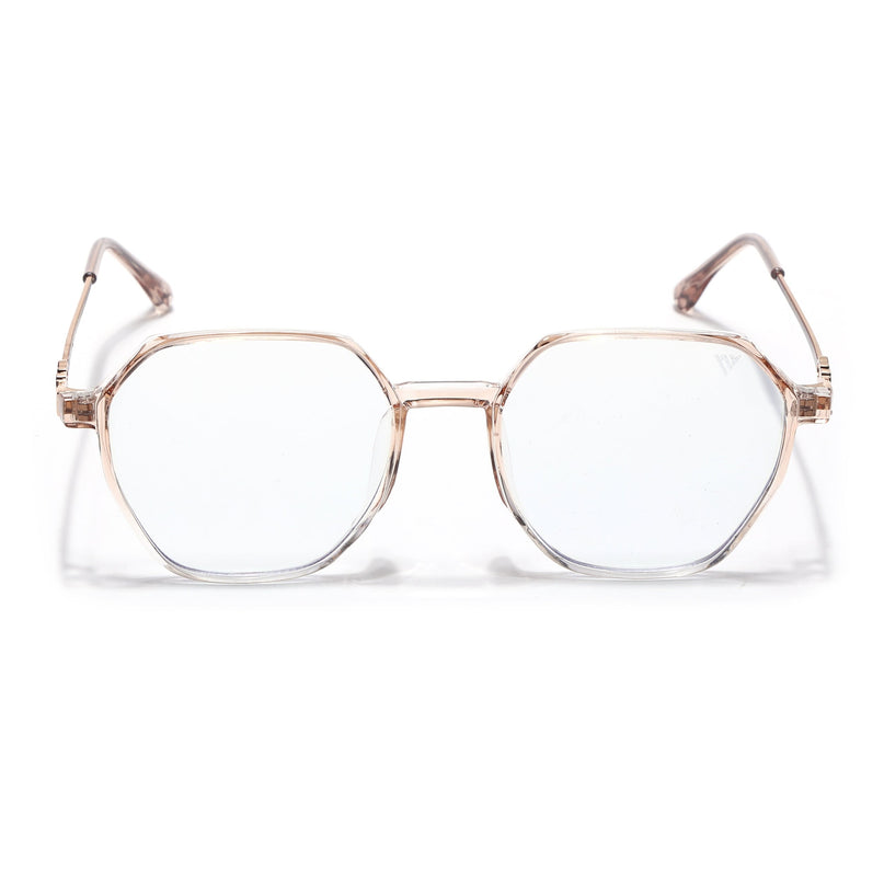 Voyage Glam Transparent Golden Geometric Eyeglasses for Men & Women - MG4692-C6