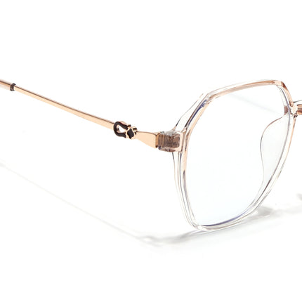 Voyage Glam Transparent Golden Geometric Eyeglasses for Men & Women - MG4692-C6