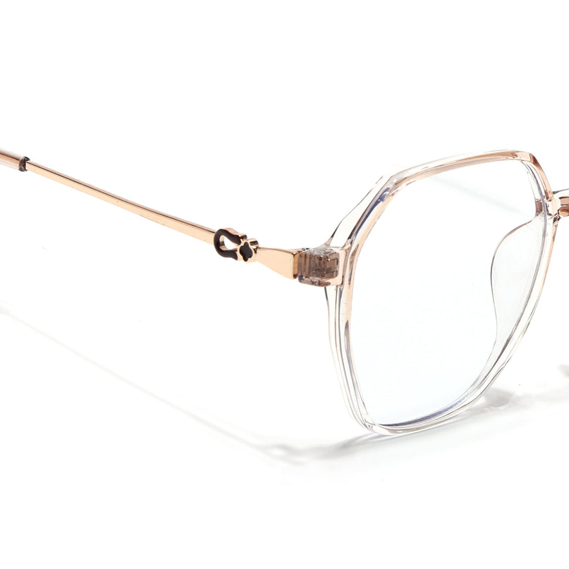 Voyage Glam Transparent Golden Geometric Eyeglasses for Men & Women - MG4692-C6