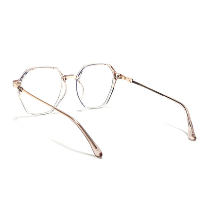 Voyage Glam Transparent Golden Geometric Eyeglasses for Men & Women - MG4692-C6