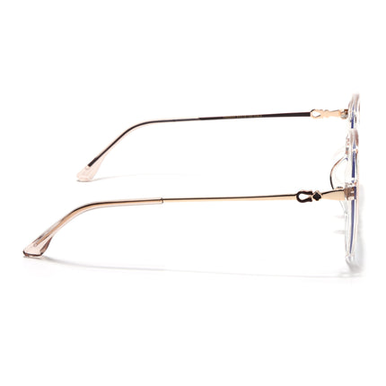 Voyage Glam Transparent Golden Geometric Eyeglasses for Men & Women - MG4692-C6