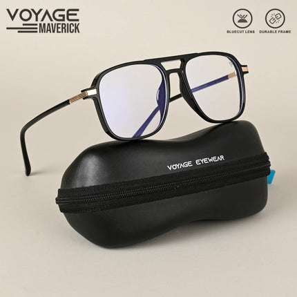 Voyage Maverick Shine Black Wayfarer Eyeglasses for Men & Women - MG4706-C1