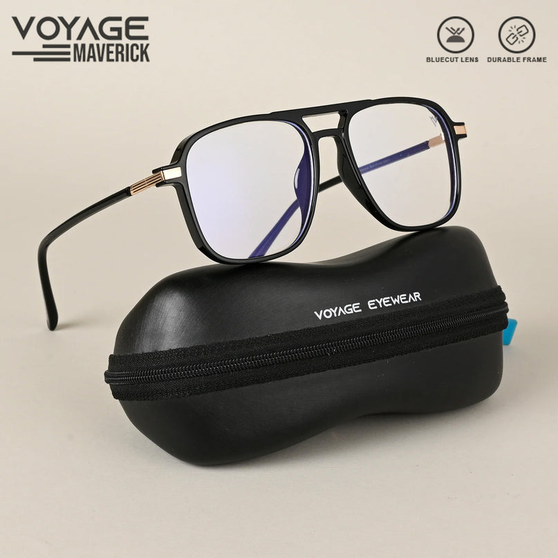 Voyage Maverick Shine Black Wayfarer Eyeglasses for Men & Women - MG4706-C1