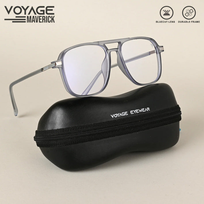 Voyage Maverick Transparent Grey Wayfarer Eyeglasses for Men & Women - MG4708-C5