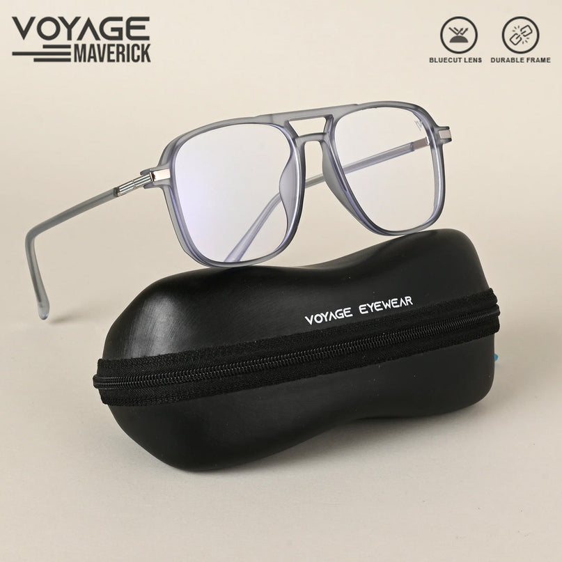 Voyage Maverick Transparent Grey Wayfarer Eyeglasses for Men & Women - MG4708-C5