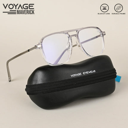 Voyage Maverick Transparent Grey Wayfarer Eyeglasses for Men & Women - MG4710-C2